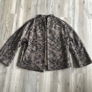 Chicos Black Lace Cotton Nylon Embellished Blazer Size 1